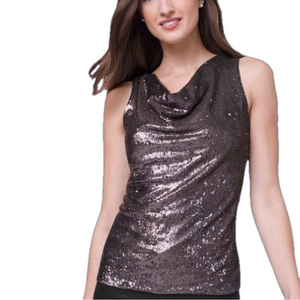 White House Black Market Sequin Cowl Neck Top Medium